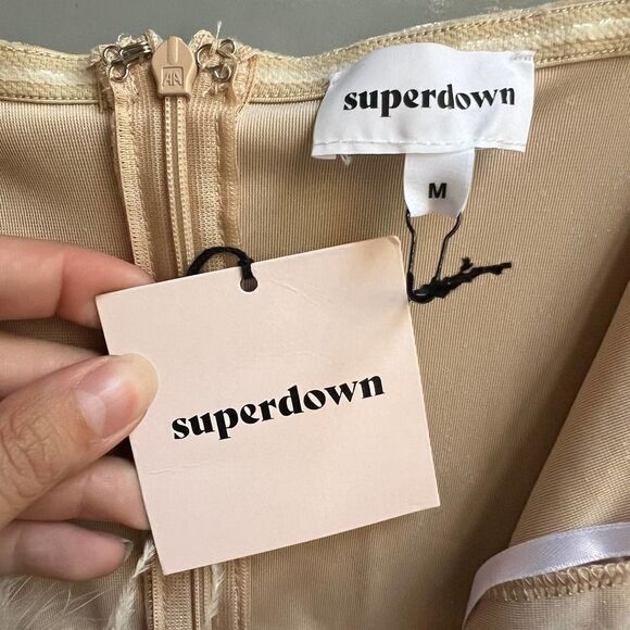 Superdown Cream Mini Dress with Feather Detail - Picture 5 of 6